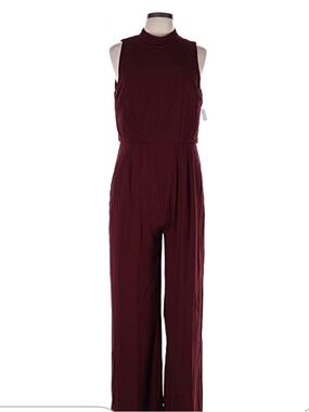ANTONIO MELANI Sleeveless Mock Neck Wide-Leg Jumpsuit - Burgundy